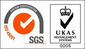 SGS ISO 45001 UKAS TCL HR certification emblem, demonstrating compliance with occupational health and safety standards.